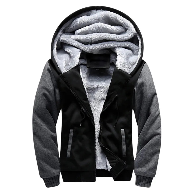 Winter Men's Coats Thicken Warm Jackets for Men Fleece Coat Men Casual Hoodies Streetwear Long Sleeve Tops Clothing