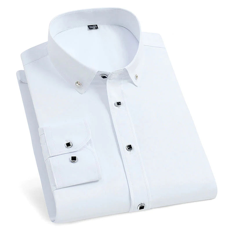 2023 New Men French Cufflinks Shirt Men's Stripes Shirt Long Sleeve Casual Male Brand Shirts Slim Fit French Cuff Dress Shirts