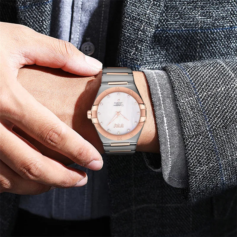 2021 High Quality Men Crystal Stainless Steel Quartz Watch Relogio Masculino Male Fashion Casual Business Wristwatch Clock Hot