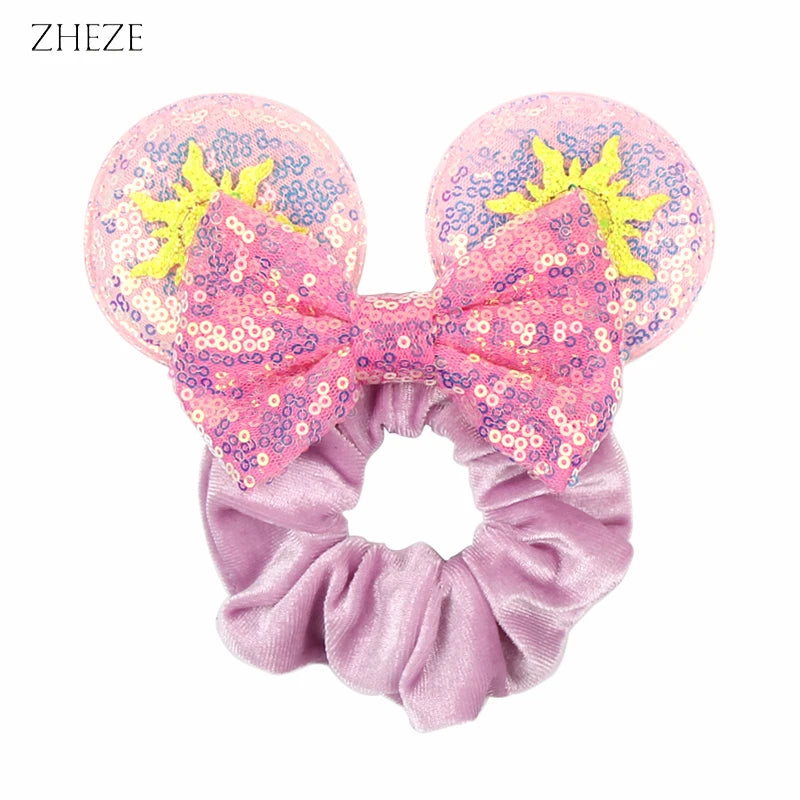 2023 New Fashion Mouse Ears Velvet Hair Scrunchies Girls Rope Ponytail Holder Christmas Headband Festival Elastic Hairband