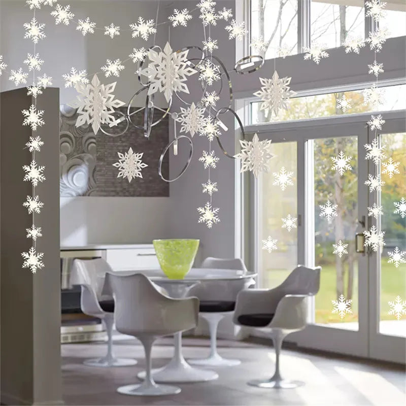 3D Artificial Snowflakes Paper Garland Festival Frozen Party Supplies Christmas Decorations for Home Wedding Birthday Party Snow