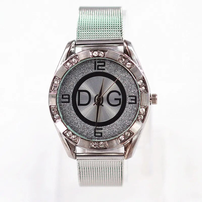 2022 Fashion Luxury Watch DQG Crystal Quartz Female Watch Gold Silver Stainless Steel Ladies Dress Watch  Zegarek Damski