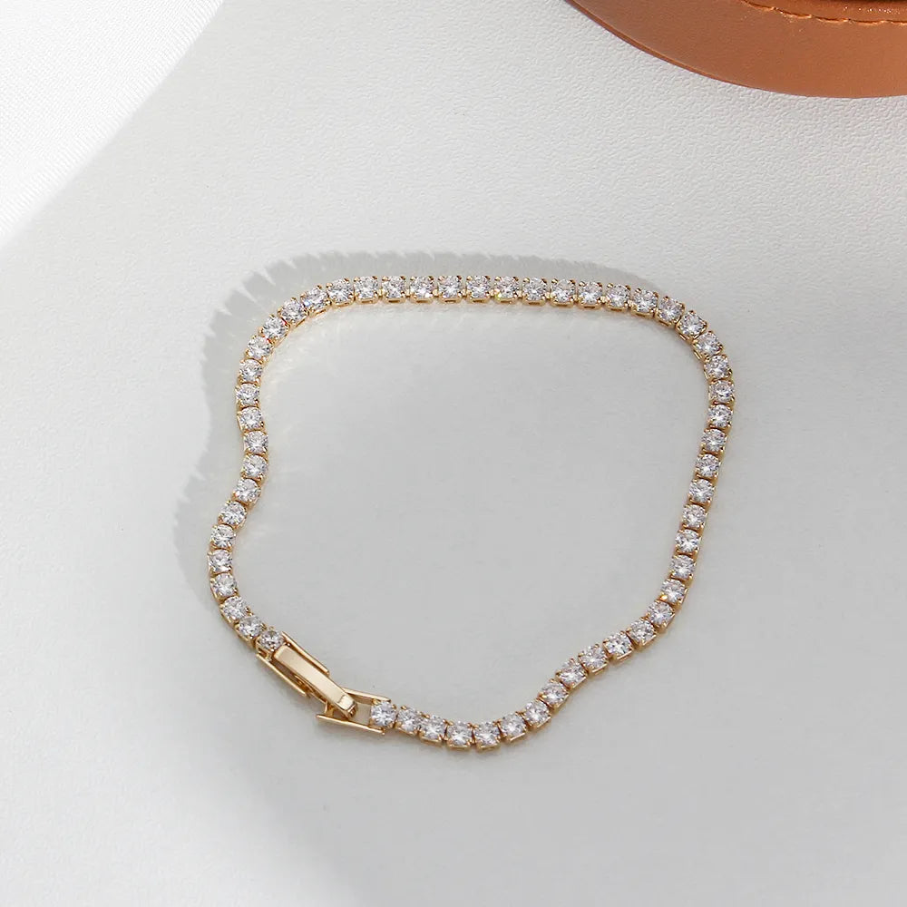 2022 New Blingbling Romantic AAA Zircon Stone 14K Gold Plated Choker Necklace Tennis Chain Necklace Bracelet Jewelry Set