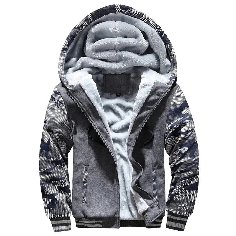 Winter Men's Coats Thicken Warm Jackets for Men Fleece Coat Men Casual Hoodies Streetwear Long Sleeve Tops Clothing