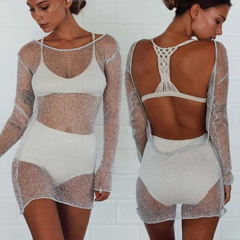 Women Sexy Bodycon Mesh Top Sheer Mini Dress 2018 high quality dress sexy women dresses robe femme elbise