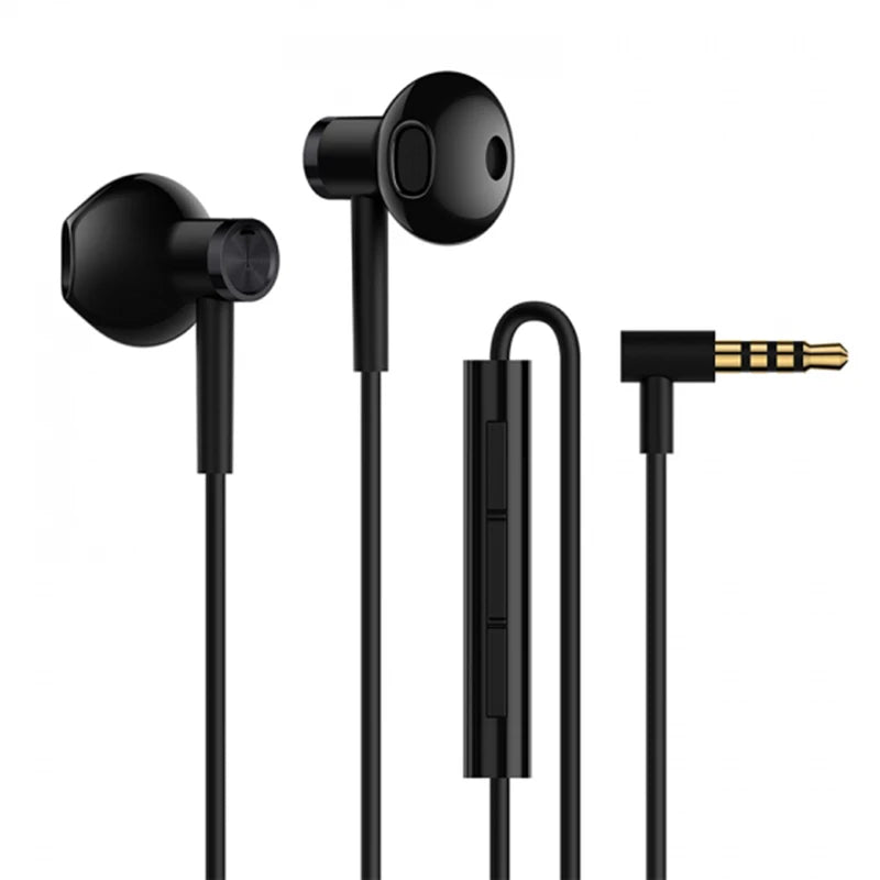 100% Original Xiaomi Hybrid DC Earphone Dynamic piezoCeramic Dual Driver MEM Mic Tenacity Wire Control Half-In-Ear L-Shape Plug