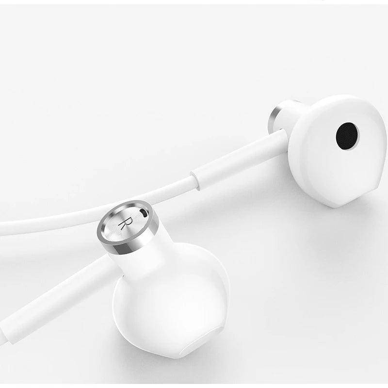 100% Original Xiaomi Hybrid DC Earphone Dynamic piezoCeramic Dual Driver MEM Mic Tenacity Wire Control Half-In-Ear L-Shape Plug