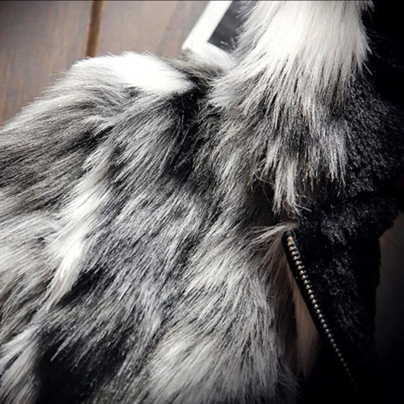 2021 Fashion Male keep warm winter slim simulation fox fur jackets/Men's High quality leisure hooded coats Thickening jackets