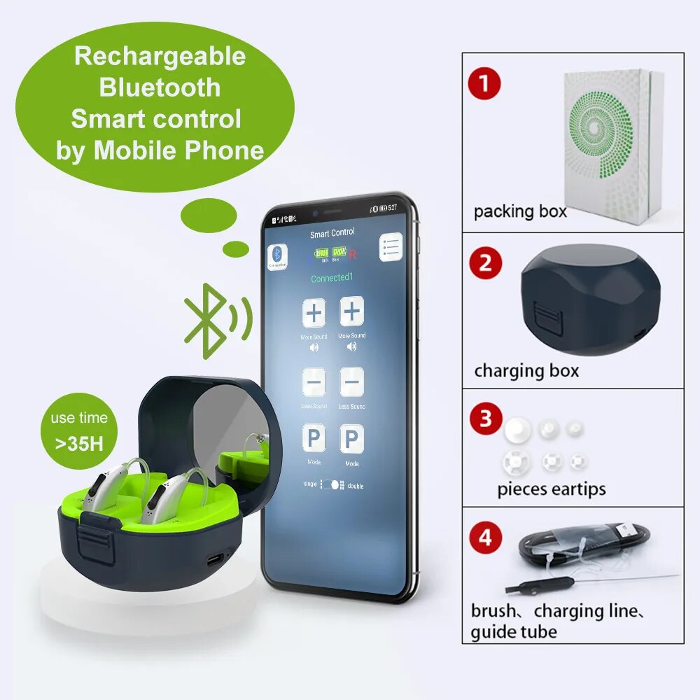 2022 Best 20 channel Hearing Aid Rechargeable Hearing Aids for Seniors Personal Sound Amplifier Adults Hearing Assist Devices
