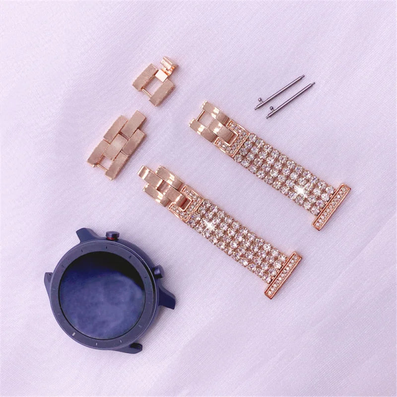 20mm 22mm Fran-lzp Diamond Strap for Samsung Galaxy Watch 3 41mm 45mm Band Bracelet S3 42mm 46mm Active 2 Gear Women Wristbands