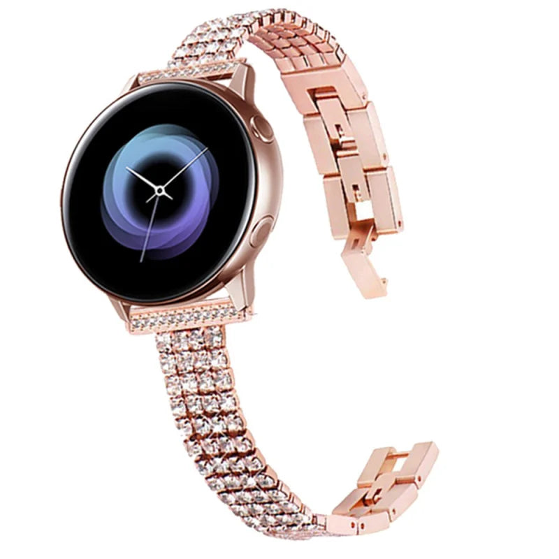 20mm 22mm Fran-lzp Diamond Strap for Samsung Galaxy Watch 3 41mm 45mm Band Bracelet S3 42mm 46mm Active 2 Gear Women Wristbands