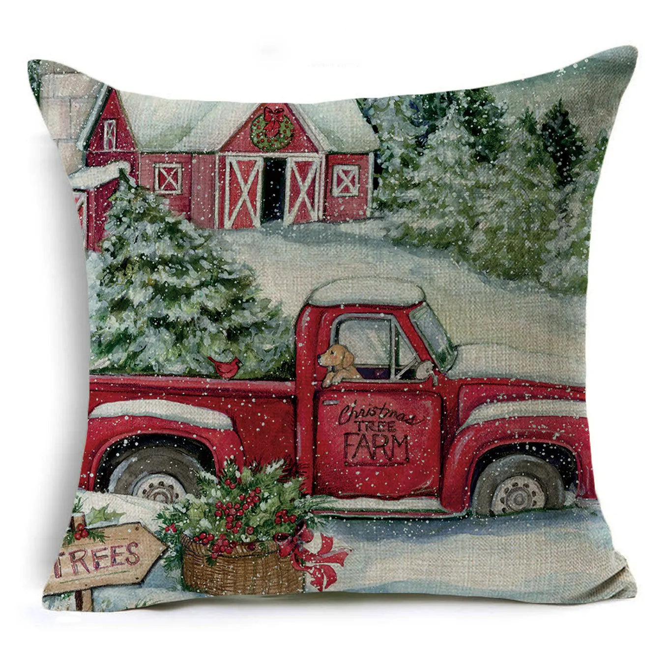 WZH Christmas pillowcase Santa Claus sofa car cushion home decoration linen cushion cover Christmas gift 2021 new