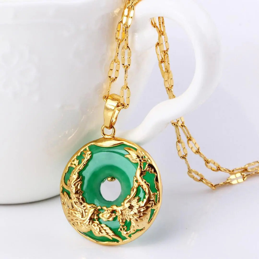14K Gold Necklace Emerald Pendants for Female Luxury Colgante De 925 Mujer Green Jade Emerald Pendant Topaz Gemstone Necklaces