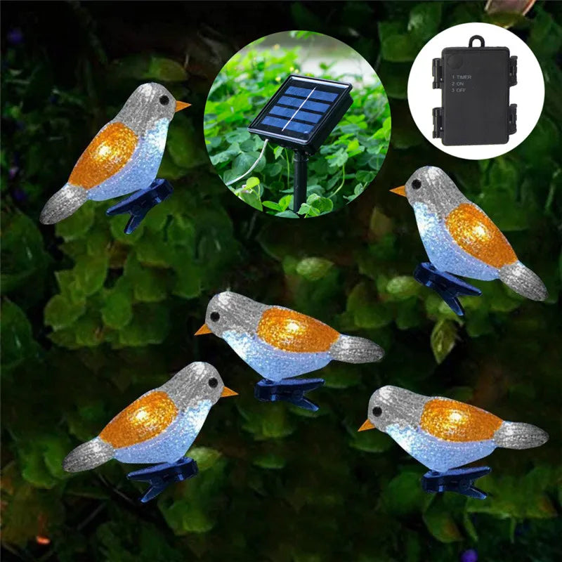 2.5m Acrylic Bird LED Solar String Lights Outdoor Waterproof Christmas Tree Decoration Lights for Garden Patio Holiday Lights