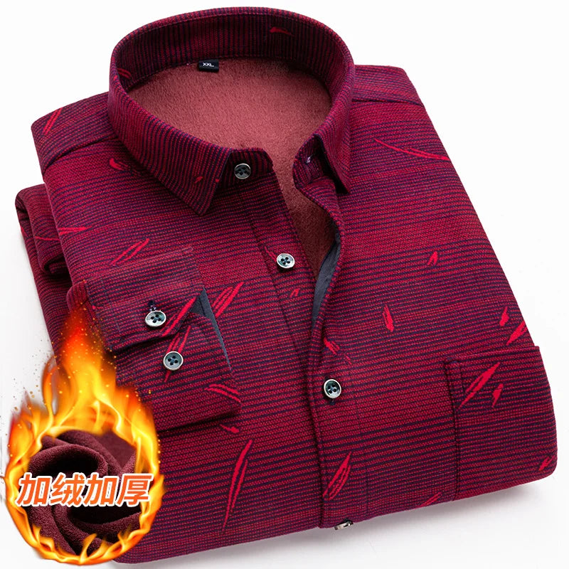 2023 winter Men's fashion long Sleeve Shirts,men thicken Shirt Slim Fit smart casual Shirt Male full size M-5XL CY02