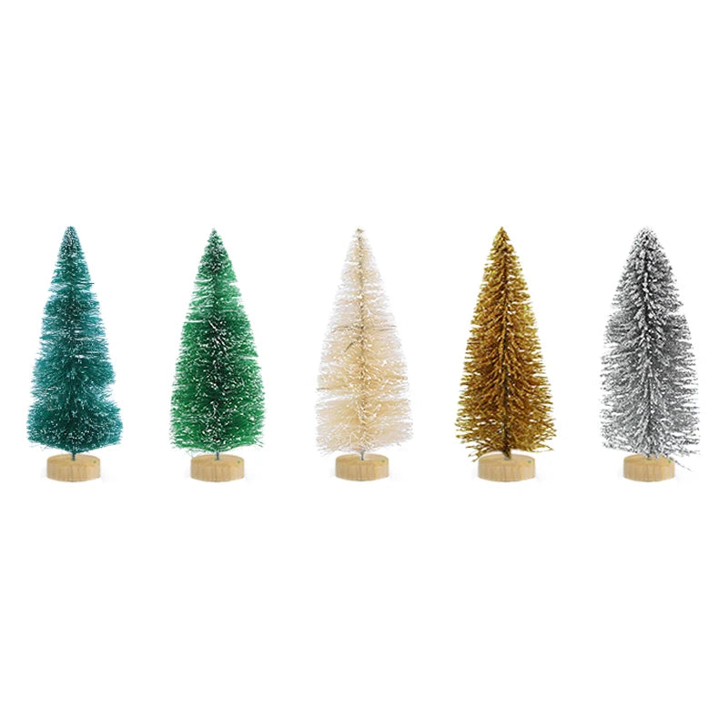 12pcs Mini Christmas Tree Pine Tree DIY Christmas Decorations For Home Table Navidad Xmas Ornaments New Year Decor Kids Gift