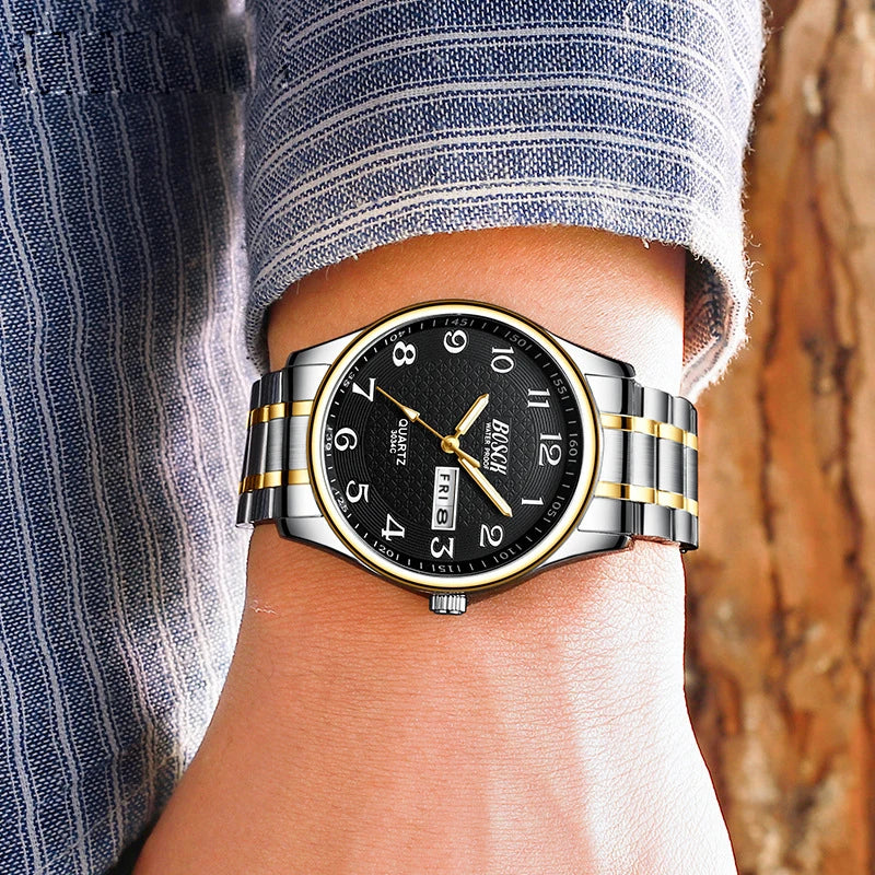2022 Watches Men Business Waterproof Date Week Quartz Men's Watches Fashion Stainless Steel Watches For Men Relogio Masculino