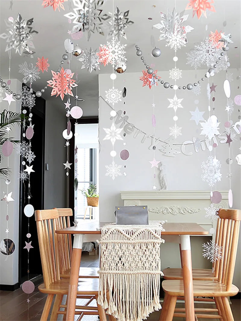 3D Artificial Snowflakes Paper Garland Festival Frozen Party Supplies Christmas Decorations for Home Wedding Birthday Party Snow