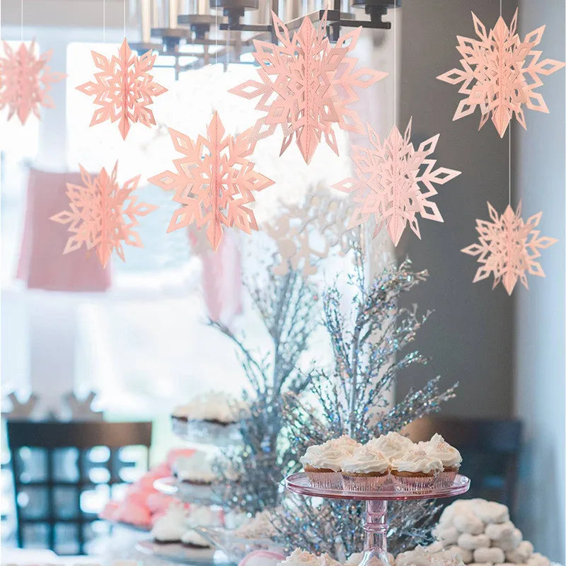 3D Artificial Snowflakes Paper Garland Festival Frozen Party Supplies Christmas Decorations for Home Wedding Birthday Party Snow