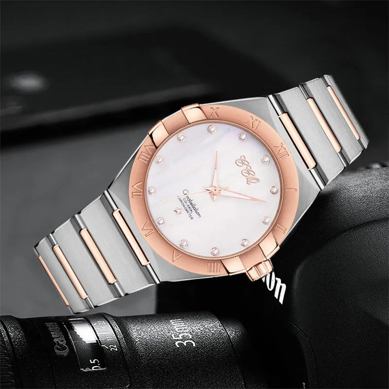 2021 High Quality Men Crystal Stainless Steel Quartz Watch Relogio Masculino Male Fashion Casual Business Wristwatch Clock Hot