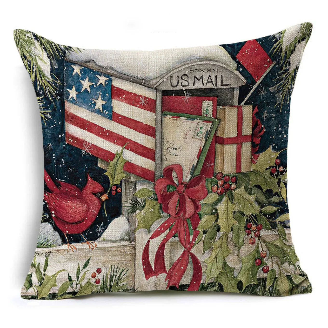 WZH Christmas pillowcase Santa Claus sofa car cushion home decoration linen cushion cover Christmas gift 2021 new