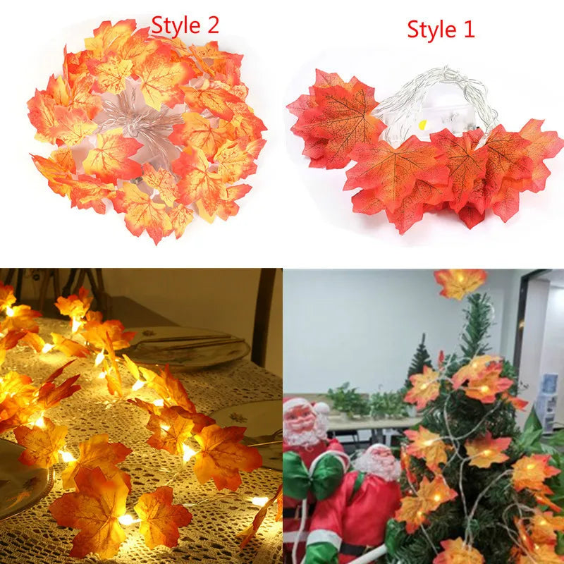 10m 6m 3m Autumn Decoration Maple Leaves LED Garland Fairy Lights Halloween Decoration for Home Fall Wedding Christmas DIY Props