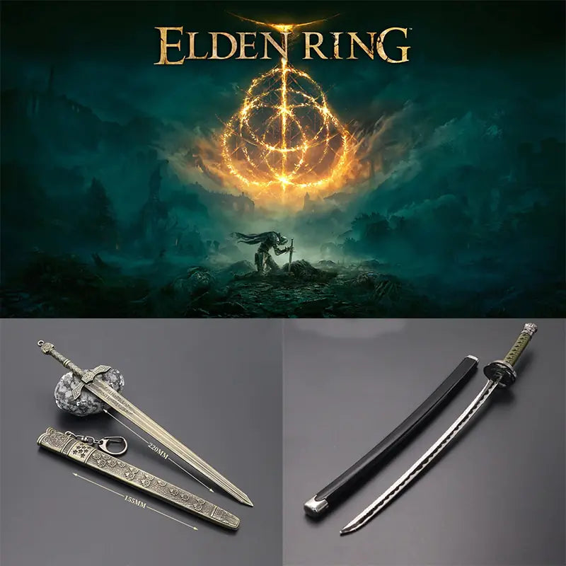 26cm Metal Elden Ring Banished Knight Famous Sword Moon Hidden Katana Game Peripheral Toy Weapon Decoration Collection Ornament