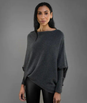 Women's Solid Color Round Neck Long Sleeve Knitted Sweater