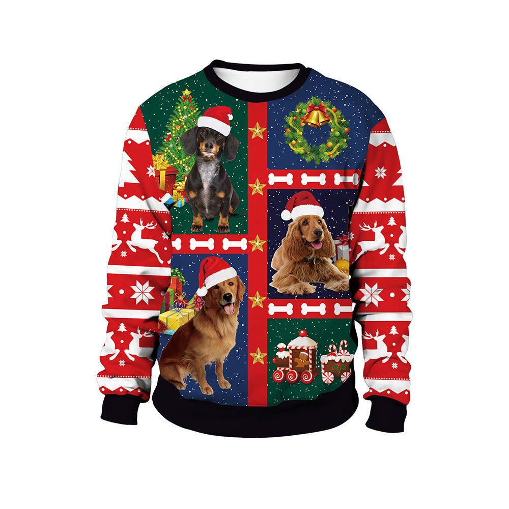 Women's Christmas Animal Print Pullover Round Neck Couple Sweater - QWIEL®