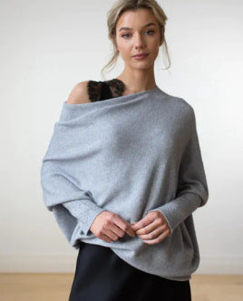 Women's Solid Color Round Neck Long Sleeve Knitted Sweater