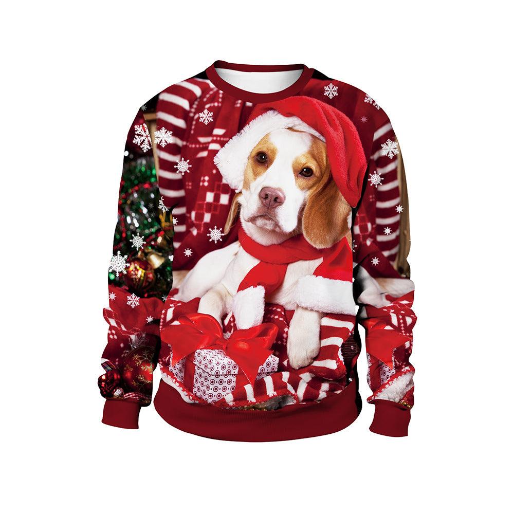 Women's Christmas Animal Print Pullover Round Neck Couple Sweater - QWIEL®