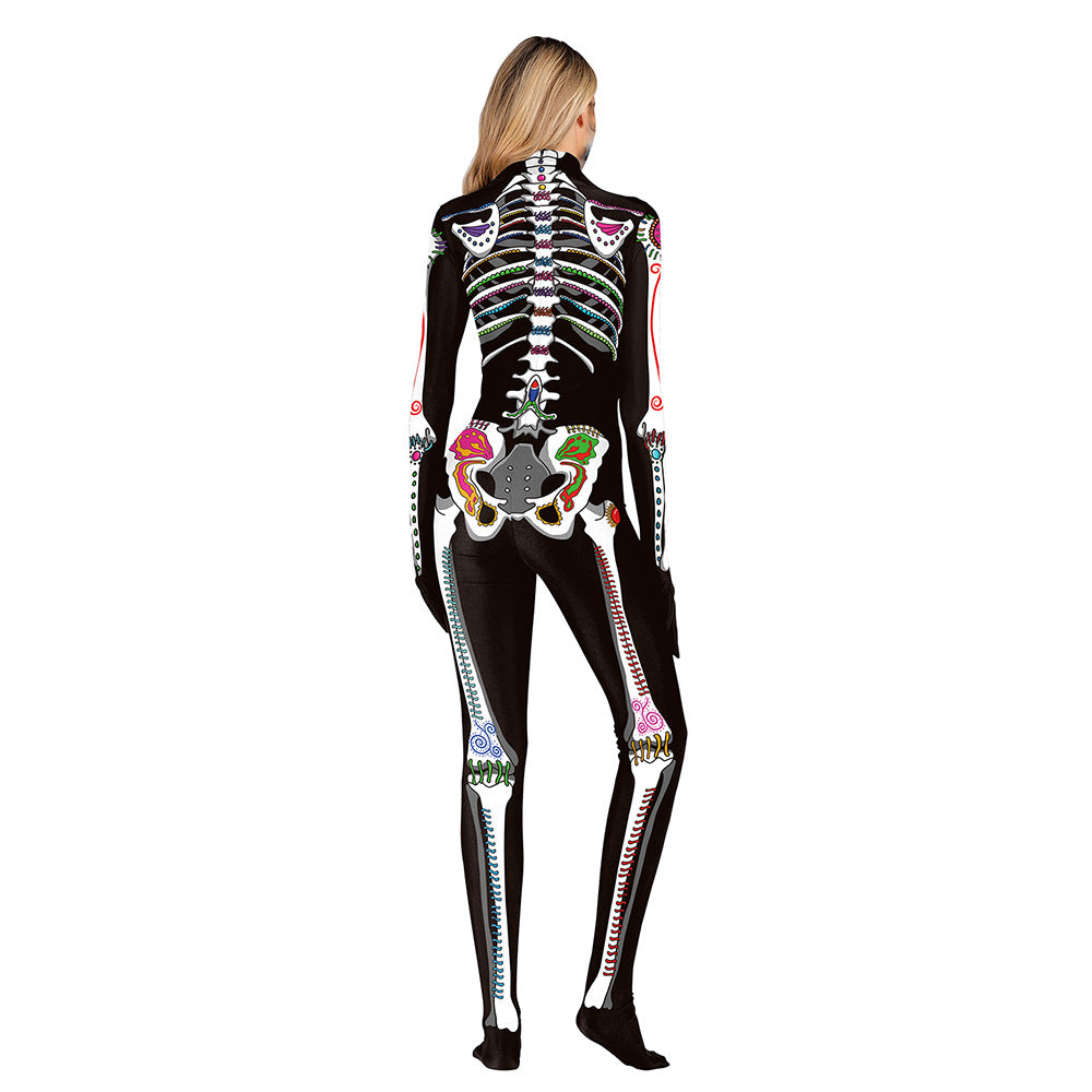 Women's Halloween Human Skeleton One-piece