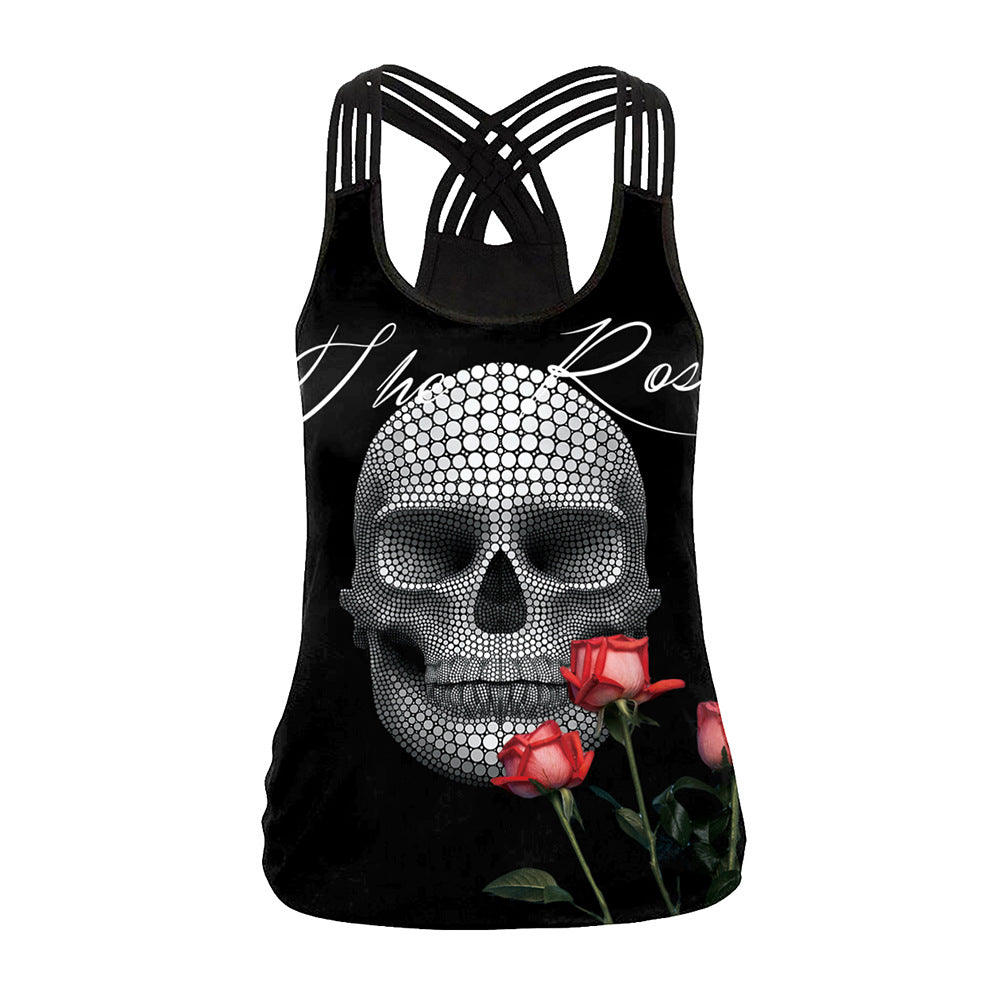 Women's Mechanical Skull Digital Printing Vest