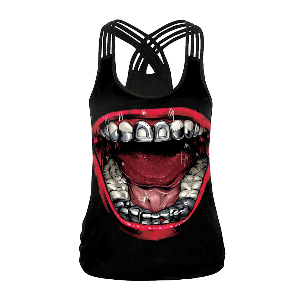 Women's Mechanical Skull Digital Printing Vest