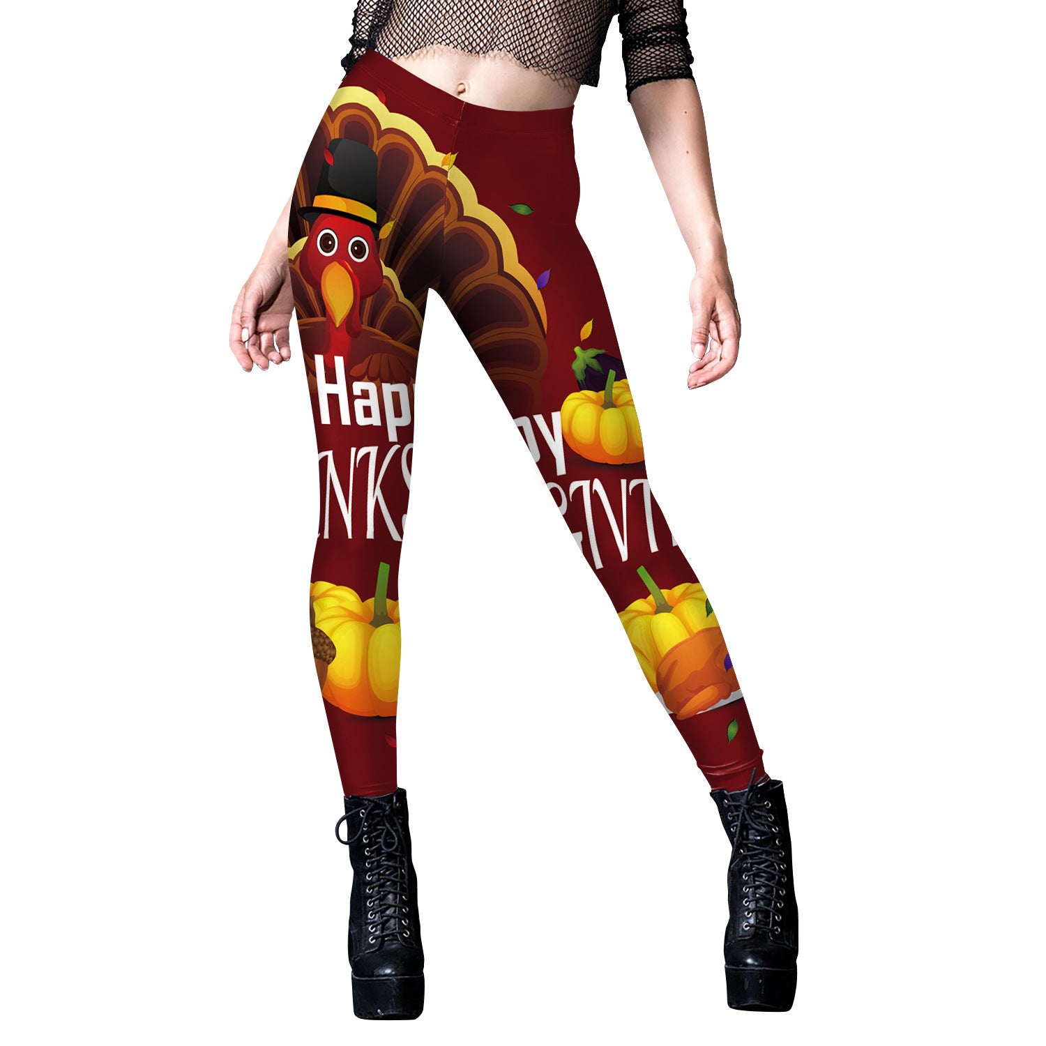 Women's Christmas Fruit Turkey Pattern Digital Printing Leggings
