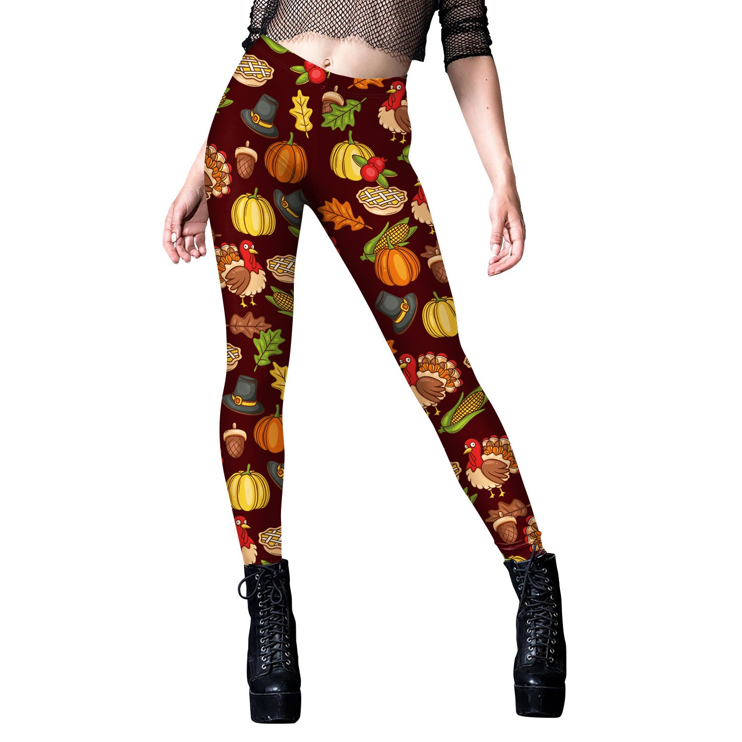 Women's Christmas Fruit Turkey Pattern Digital Printing Leggings