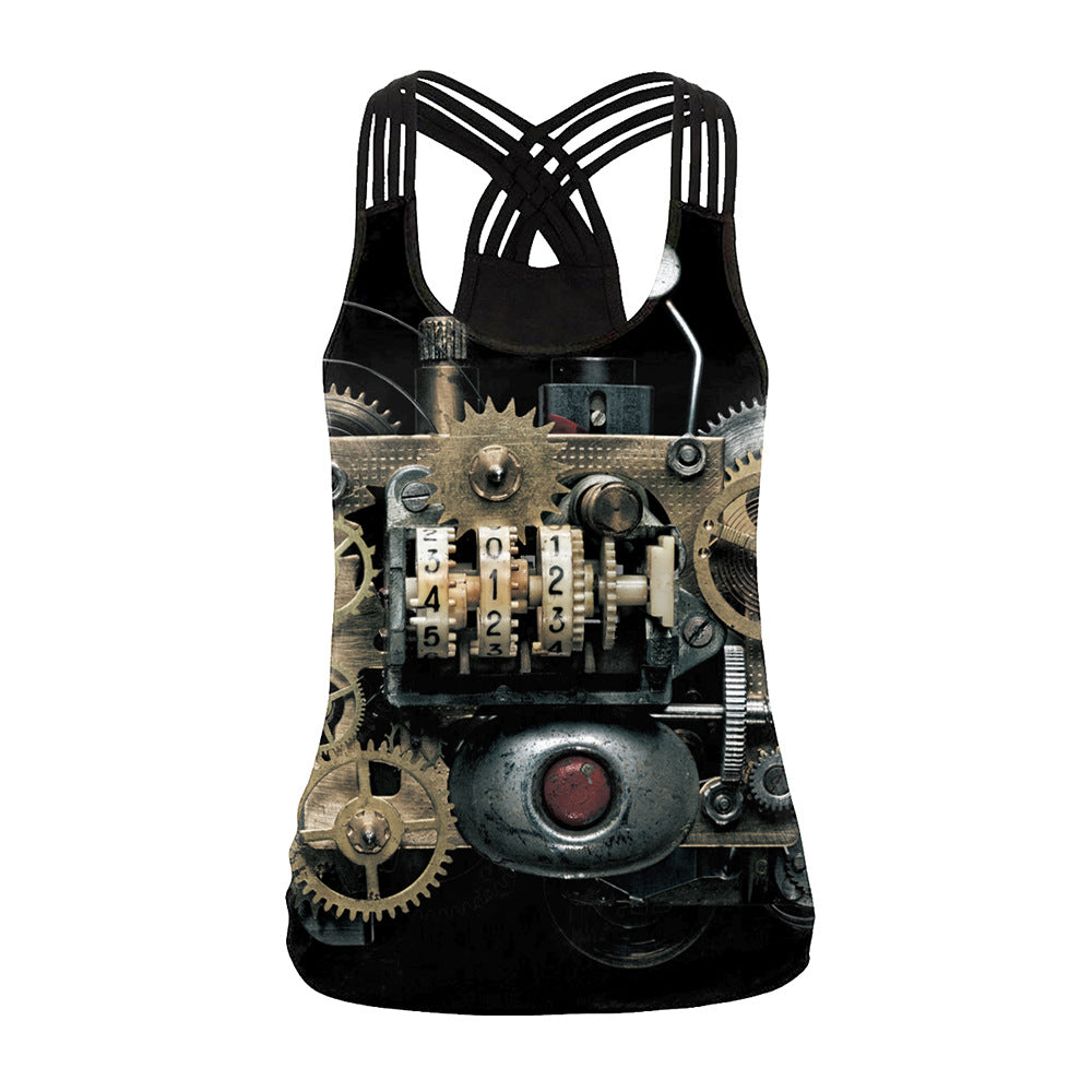 Women's Mechanical Skull Digital Printing Vest