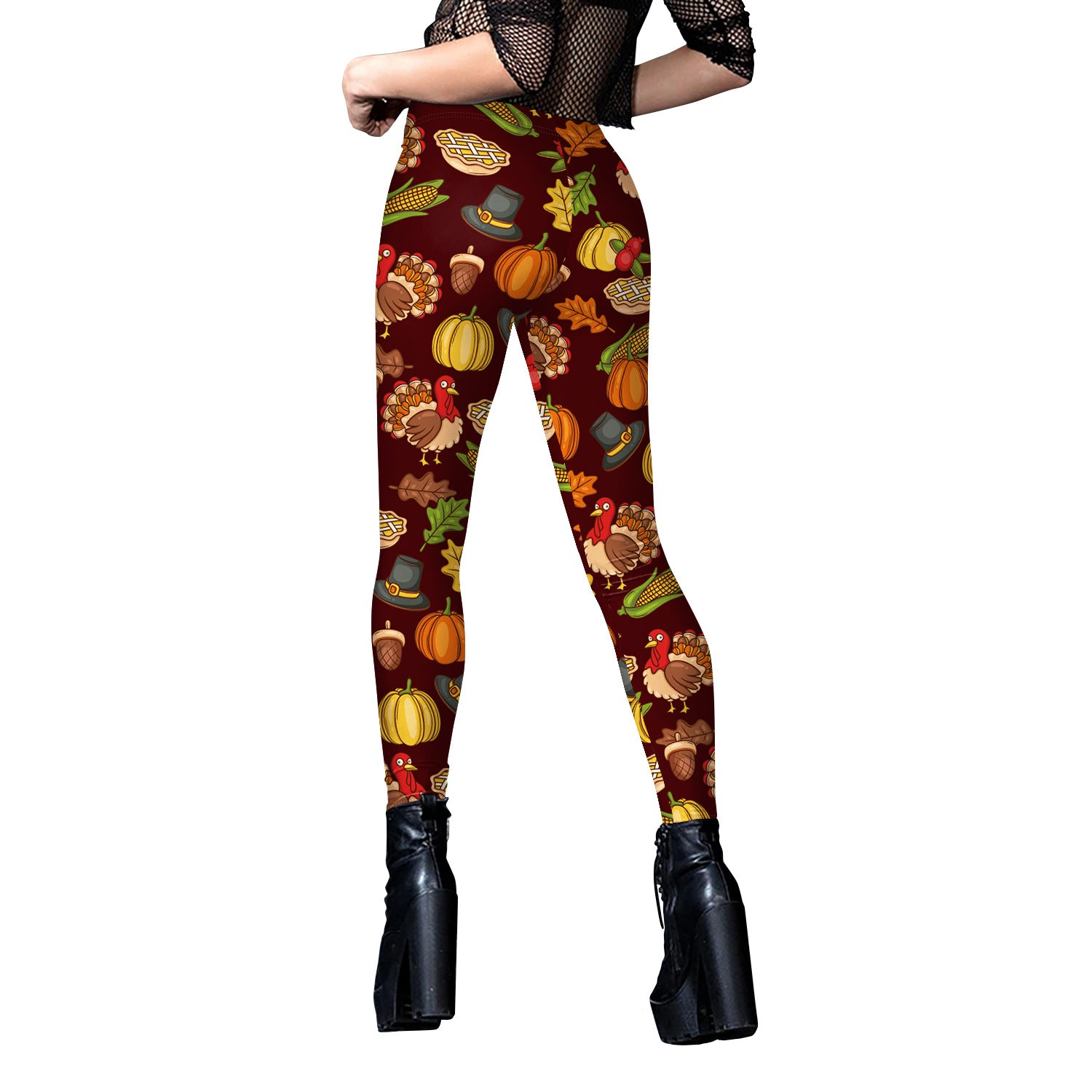 Women's Christmas Fruit Turkey Pattern Digital Printing Leggings
