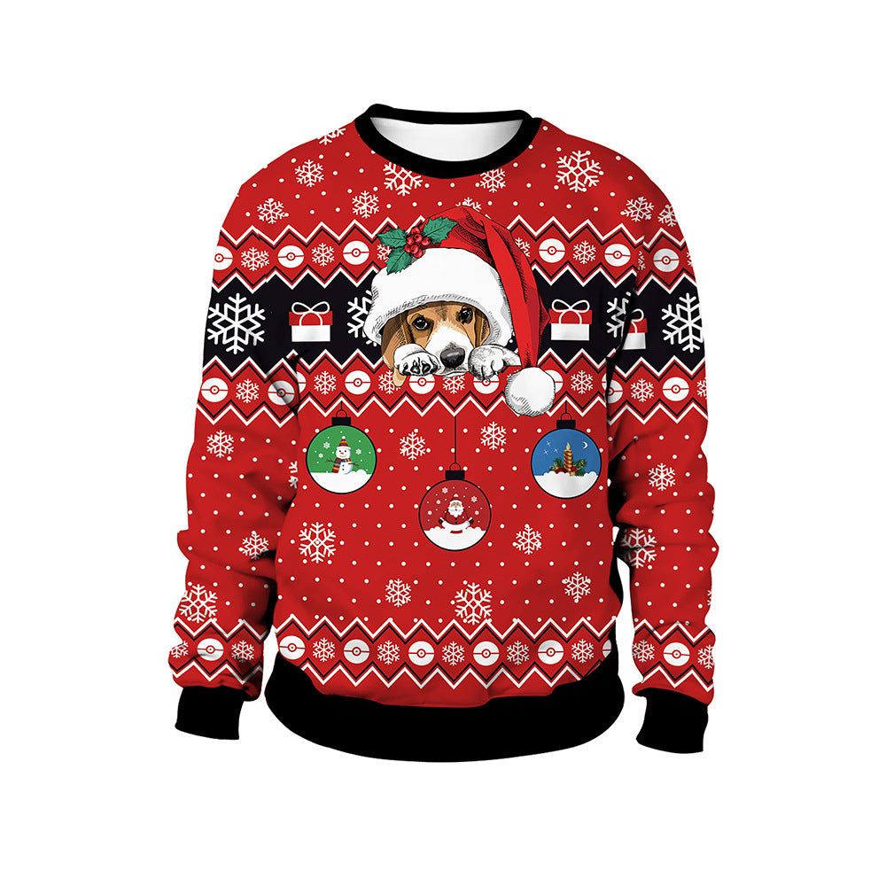 Women's Christmas Animal Print Pullover Round Neck Couple Sweater - QWIEL®