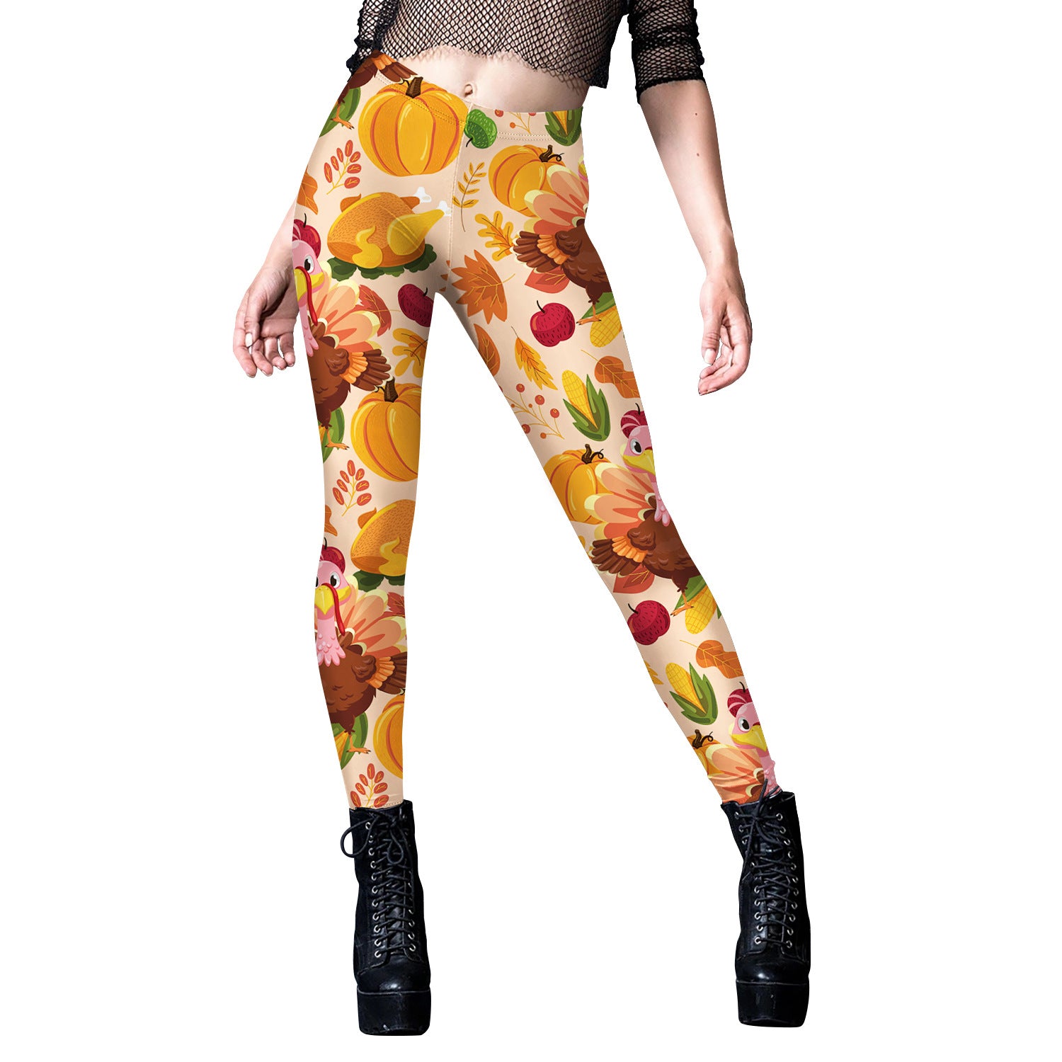 Women's Christmas Fruit Turkey Pattern Digital Printing Leggings