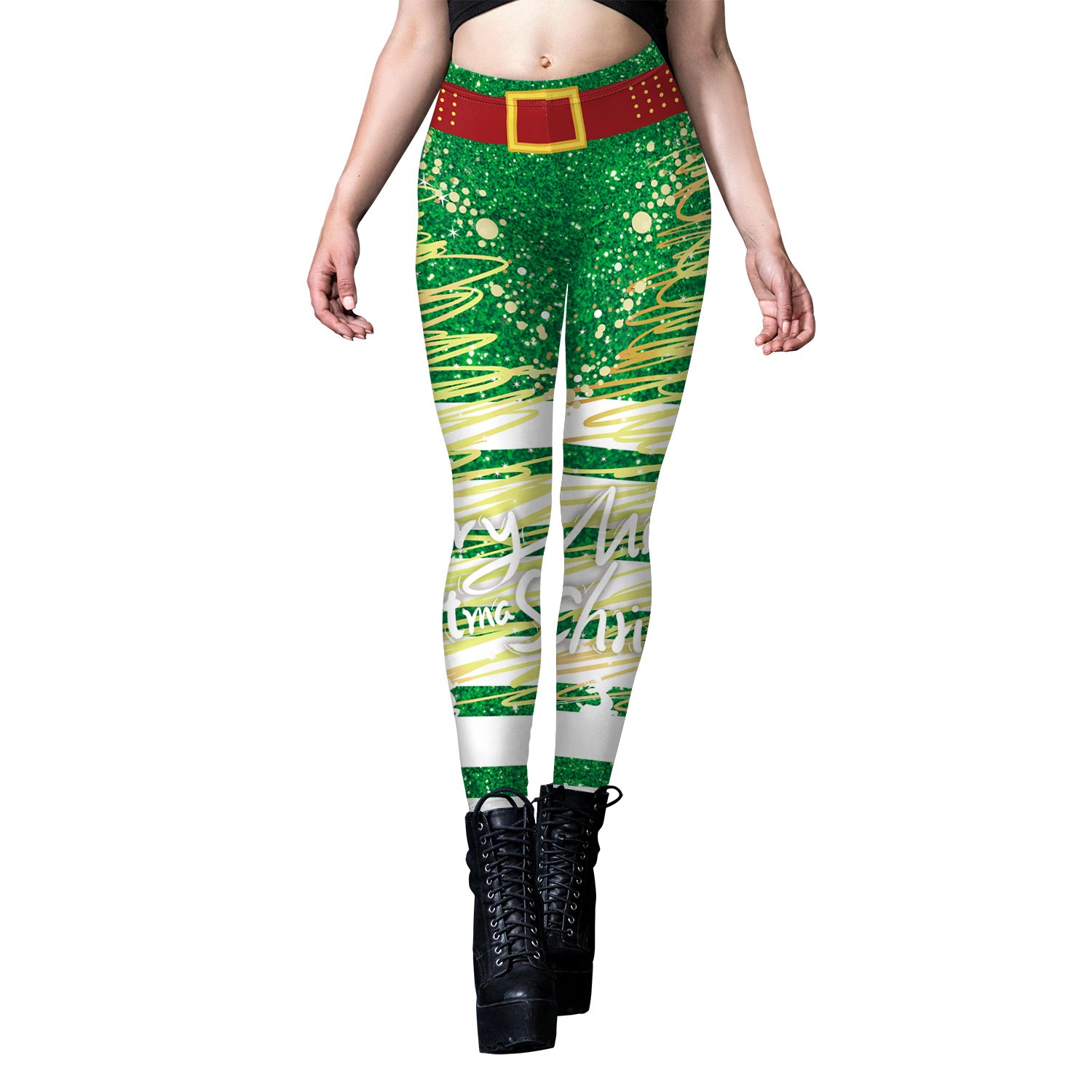 Women's Sequined Printed Striped Tight Yoga Leggings