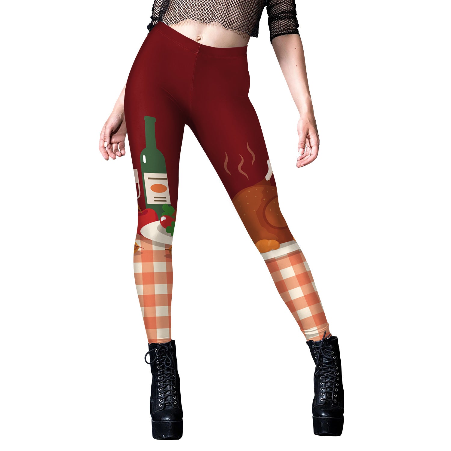 Women's Christmas Fruit Turkey Pattern Digital Printing Leggings