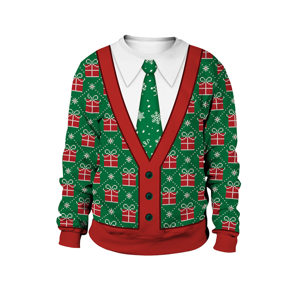 Women's Christmas Animal Print Pullover Round Neck Couple Sweater - QWIEL®