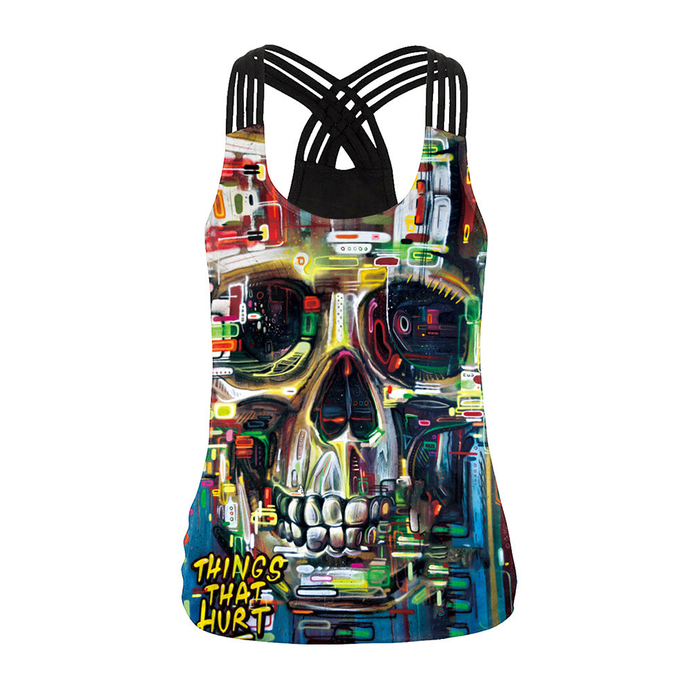 Women's Mechanical Skull Digital Printing Vest