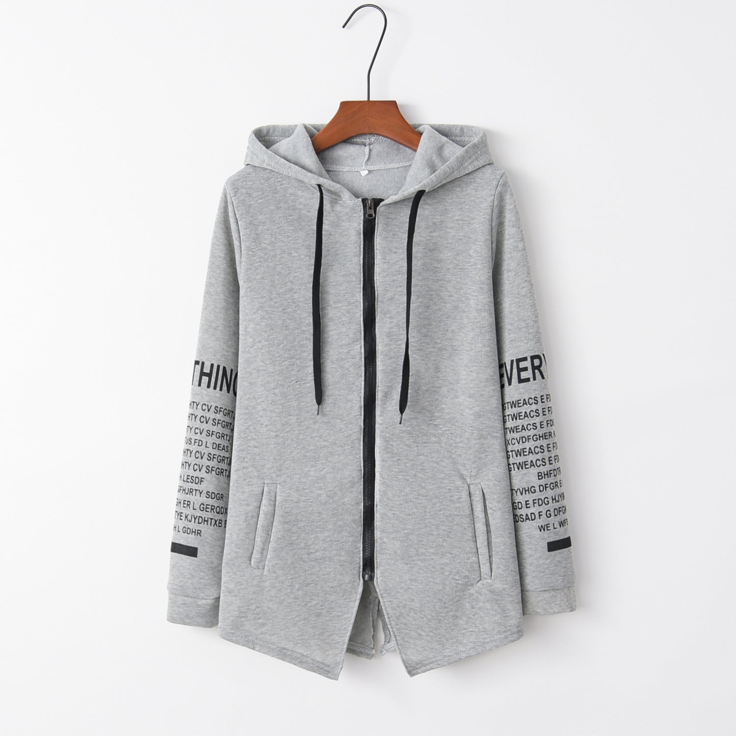 Women's Fashion Casual Graffiti Letter Print Zipper Hooded Sweater - QWIEL®