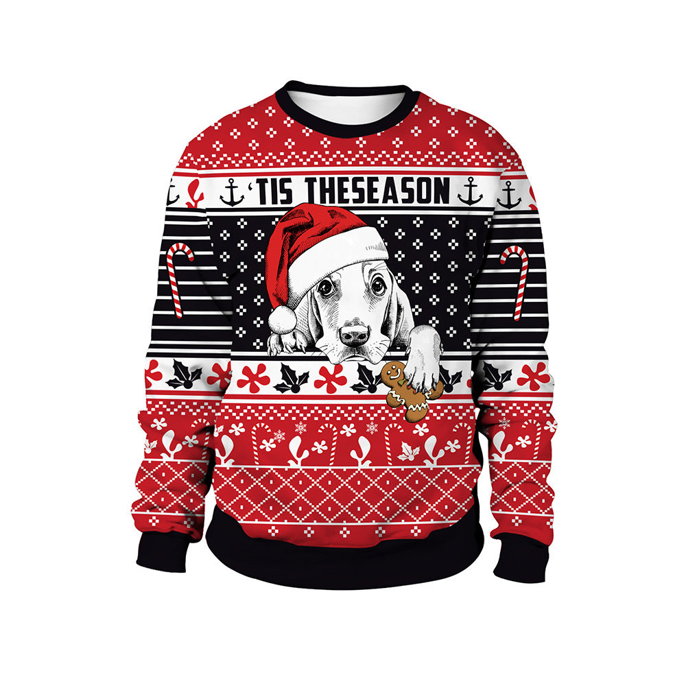 Women's Christmas Animal Print Pullover Round Neck Couple Sweater - QWIEL®