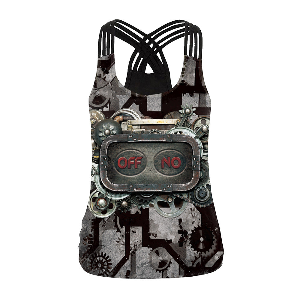 Women's Mechanical Skull Digital Printing Vest