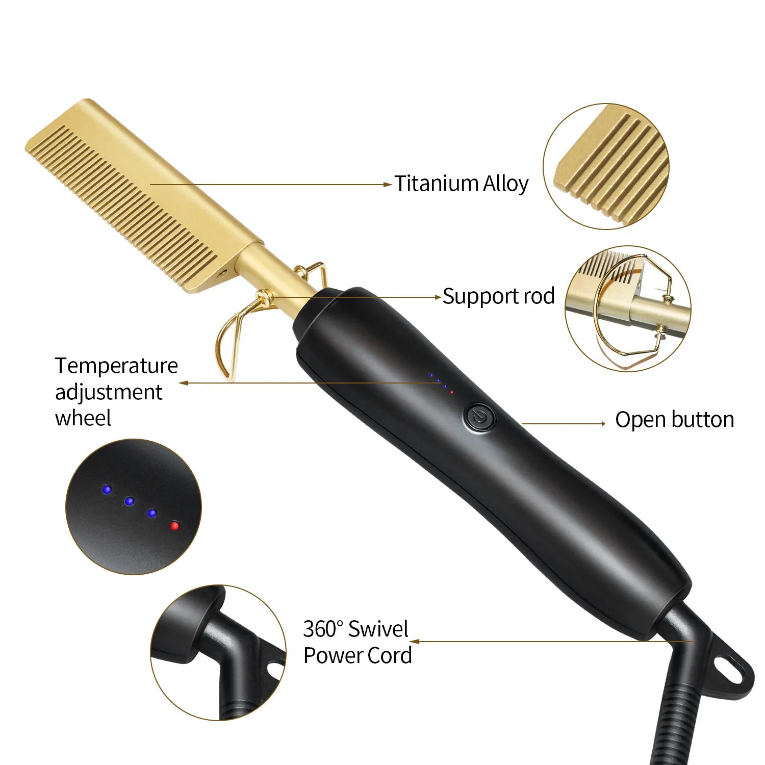 3 in 1 Hot Comb Hair Straightener Flat Irons Straightening Heating Comb for Wig Hair Styler Hair Curler Peigne Chauffant
