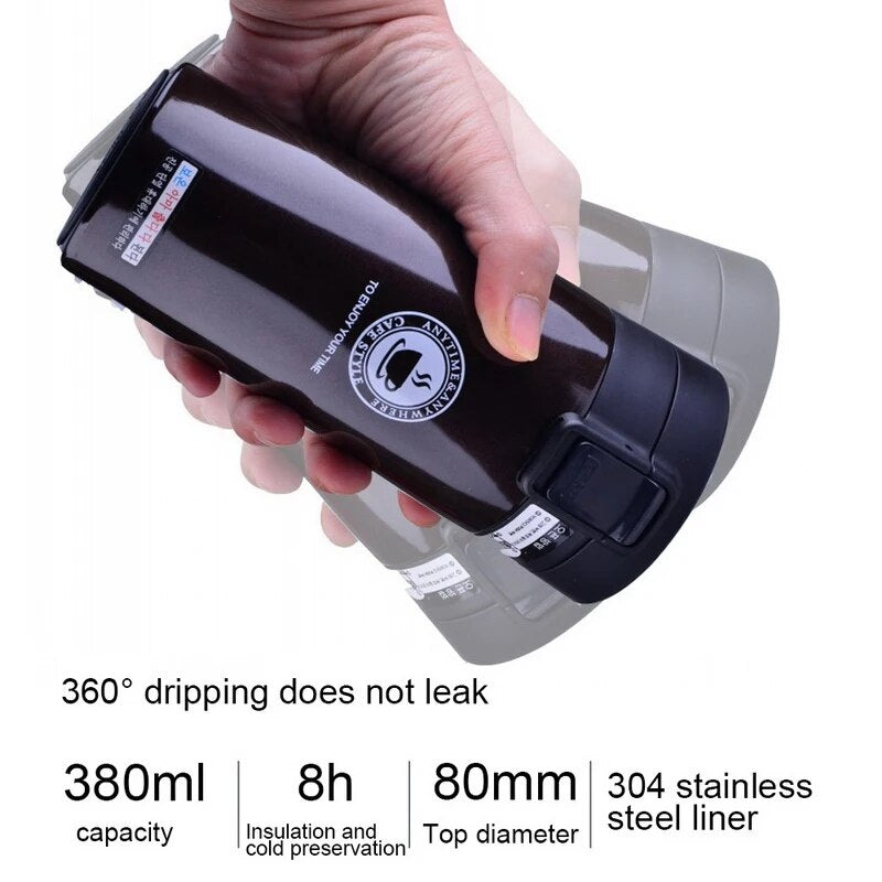 380ml Thermos Coffee Cup Double Layer Stainless Steel Vacuum Insulated Metal Thermos For Outdoor Travel Sports Household Thermos