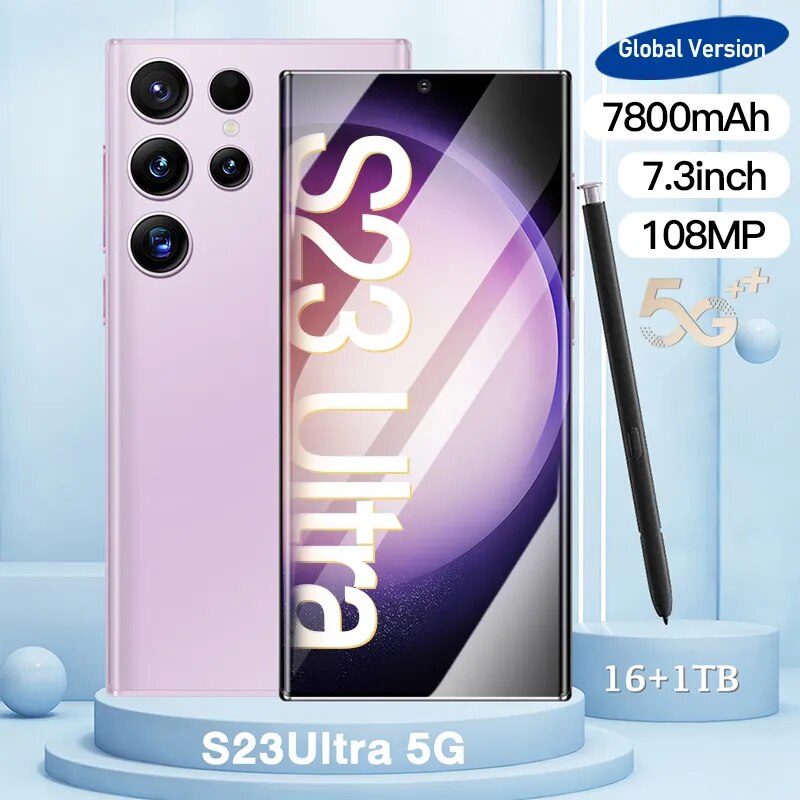 2023 new original s23 ultra 4G 5G smartphone phone 7800mAh smart phone 16G+1TB telefone 7.3inch 108MP cell phone Unlocked phone